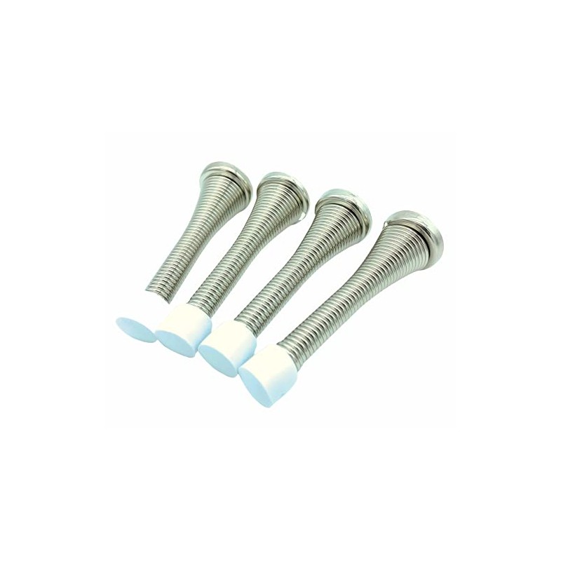 4 x Quality Chrome Silver Spring Door Stops with Screws