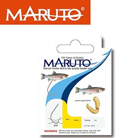 Maruto Bee Maggot Hooks Tied 75 cm 0.18 mm - 7 Trout Hooks for Trout, Trout Hooks, Hooks for Trout, Trout Fishing, Size: 6