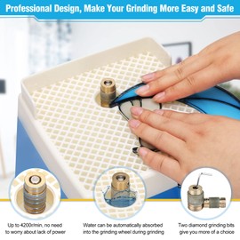 Stained Glass Grinder,4200r/min Mini DIY Grinding Tool, 110V 65W Portable Glass Grinder Kit with 5/8" + 1" Replaceable Diamond Grinder Bit for Glass Processing Arts Etc. (Blue)