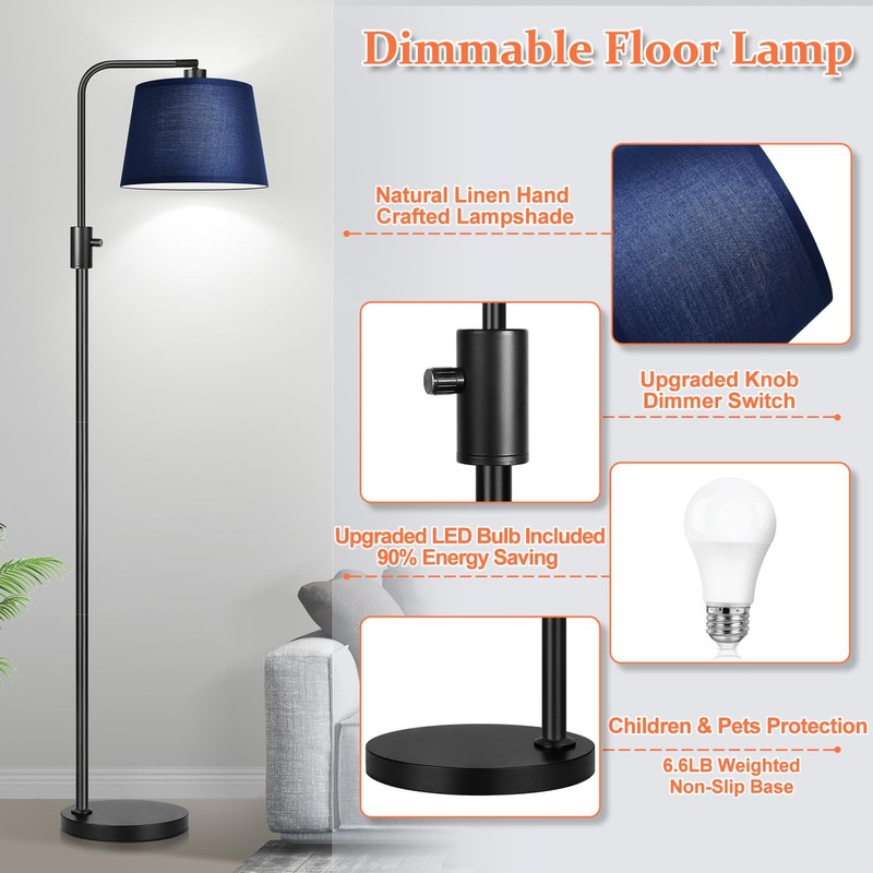 Nintiue 【Upgraded】 Dimmable Floor Lamp, 1000 Lumens LED Edison Bulb