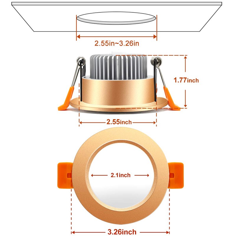 YGS-Tech 3 Inch LED Recessed Lighting, Dimmable Downlight 5W(40W Halogen