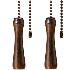 Ceiling Fan Chain Pulls Decorative Ornaments 12 Inches Walnut Bronze Color Wooden Hammer Pull Chain Fan Pulls Set Extension for Ceiling Light Lamp Fan Chain(Copper Pull Chain) 2 Pack