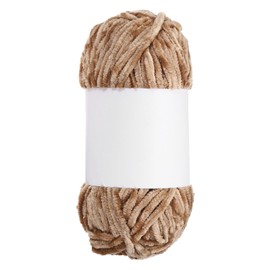 MECCANIXITY Velvet Chenille Yarn Bulky Fluffy Chunky Yarn for Crochet Soft Chenille Blanket for Hand Knitting Crocheting (Light Khaki, 87.5 Yards/80m)