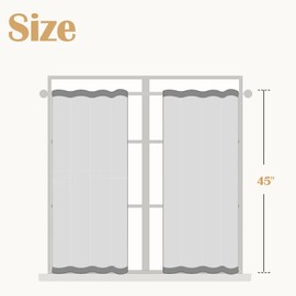 Jinchan - Cortinas de cocina de lino a rayas de 45 pulgadas, cortinas de nivel de café con rayas equilibradas, cortinas pequeñas para baño, lavandería, sobre el fregadero, media ventana, filtrado de