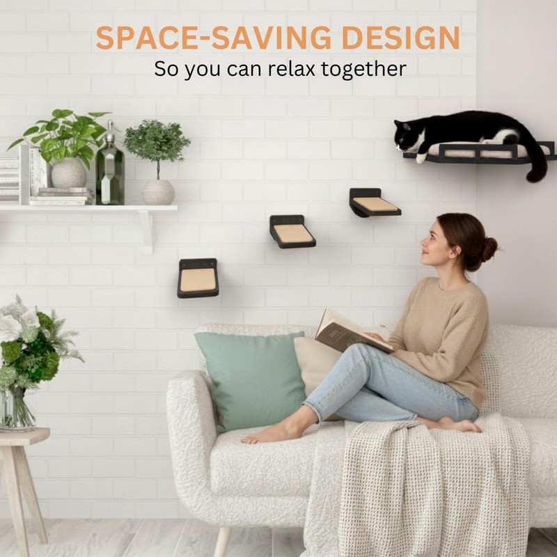 INICIO Cat Wall Shelves - Modern and Durable 3 Step