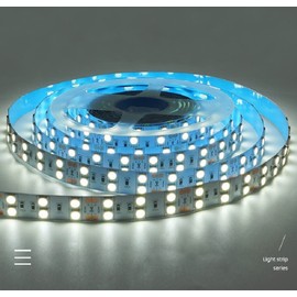 LED Tape Light, High Brightness, 16.4 ft (5 m), Waterproof, 24 V, 600 Rungs, Double Row Type, Strong, Easy Installation, Bright, Stylish, Long Lasting, White, White Base, Front Luminous, Cutable,