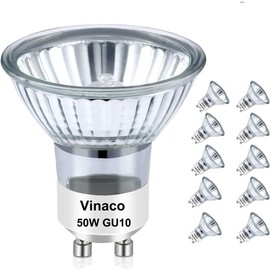 Vinaco 10 Pack Halogen GU10 120V 50W Candle Warmer Bulb Dimmable, MR16 GU10 C 120V 50W 2800K Warm White, 50 watt Halogen Light Bulb for Candle Warmer Lamp Replacement, Track Lighting