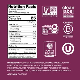 Cure Hydration | Plant-Based Electrolyte Drink Mix | No Added Sugar | FSA-HSA | Dehydration Relief Powder Made with Coconut Water | Non-GMO | Vegan | 28 Servings Jar - Berry Pomegranate