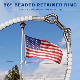 Flagpole Retainer Ring - Stainless Steel Beaded Halyard Retainer Ring - Anti Furling Flag Ring - 58” Retainer Ring to Keep Flag Close to Pole - Outdoor Flag Mounting Accessories