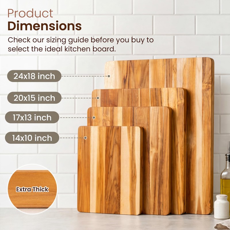 RealGulf 24x18 Teak Butcher Block, Oversized Reversible Cutting Board