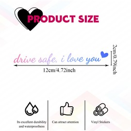 HQRNYP 3PCS Drive Safe, I Love You Drive Safe Mirror Sticker, Cute Car Stickers for Womens, Car Interior Accessories Rearview Mirror Decal Universal Fit Window, Mirror, and Water Bottle (Colorful)
