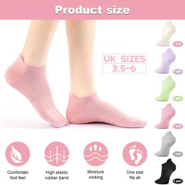 lbxtswpl Pilates Grip Socks, 6 Pairs Pilates Socks, Pilate Yoga Grip Sock Anti Non Slip Slipper Sock for Ballet Pilate Home Barre(6 colours)