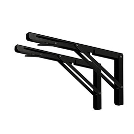 CUZURLUV 10" Black Folding Shelf Brackets Max. Load 220 lb, Heavy Duty DIY Wall Mounted Shelf Bracket Space Saving for Table Work Bench, Pack of 2