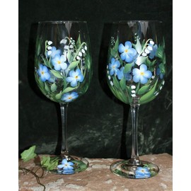 Hand Painted Wine glasses - Spring Bouquet (Set of 2)