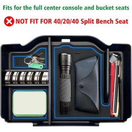 EVTIME Center Console Organizer fit for Dodge RAM 1500 2500 3500 2025 2024 2023 2022 2021 2020 2019 Accessories Interior Storage Box Armrest Storage Tray (Blue) NOT FIT for 40/20/40 Split Bench Seat