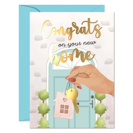 Sweetzer & Orange Housewarming Card – Elegant New Home Greeting Card with Envelope & Gold Foil Seal – 5”x7” Thick Cardstock Congratulations for Homeowners, Renters & Real Estate Gifts