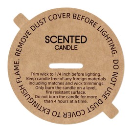 CandMak Candle Dust Covers, 160pcs Printed Kraft Card Candle Dust Lid with Pull Tab for Candle Making (3.125")