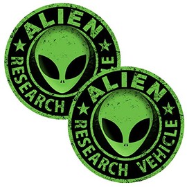 Alien Research Vehicle Green 2 Pack Stickers