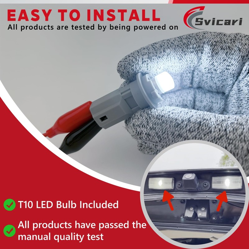 Svicari License Plate Light Lamp Bulb Socket Connector With T10