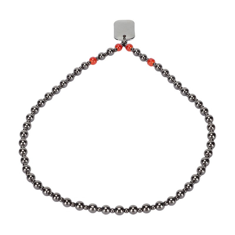 Terahertz Beaded Necklace Fashionable Rectangular Pendant Soreness Relief Energy Stone