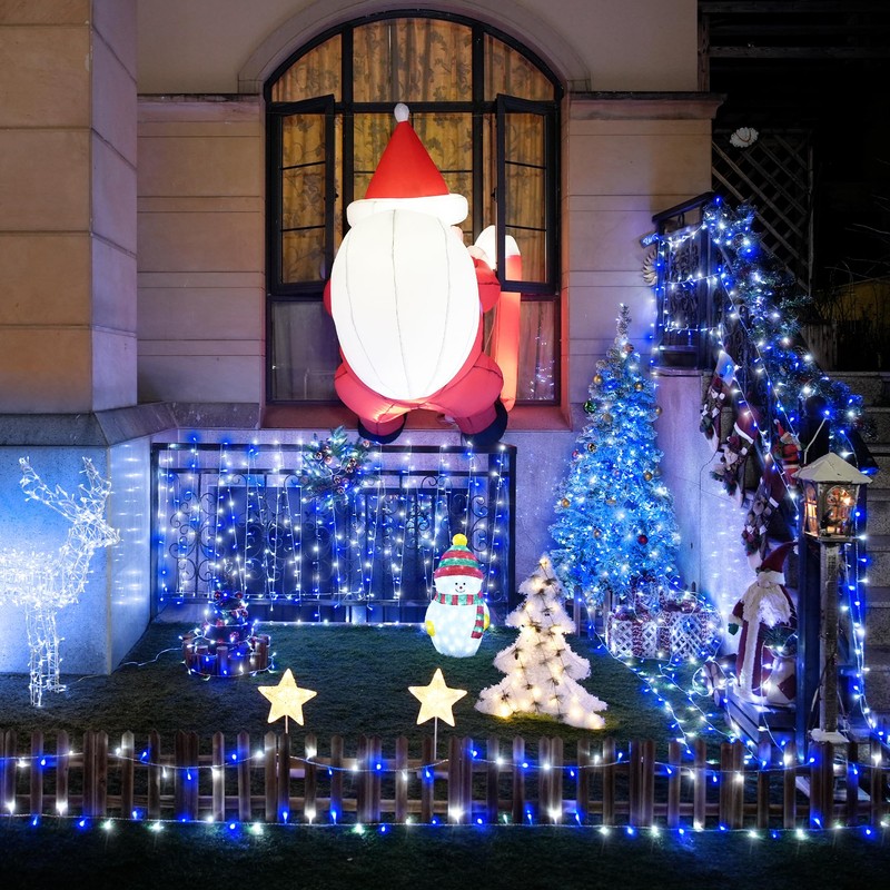 JMEXSUSS 500 LED Blue and White Christmas Lights, 8 Modes