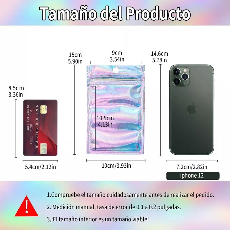 Hogareno Ec 100 Bolsas Pouch Holográficas A Prueba De Olores