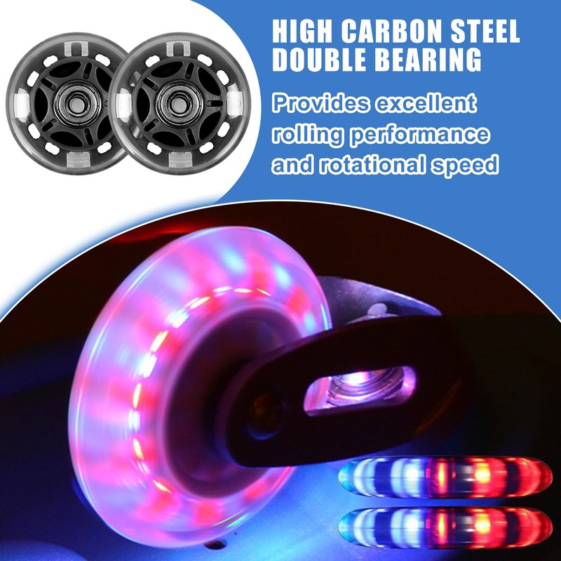 Pack of 4 80 mm Scooter Wheels, LED Scooter Replacement