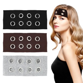 OQXEJPHFN 3 Pcs Y2k Women Hollow Out Eyelets Elastic Headband, Punk Style Wide Grommet Hairbands Stretchy Casual Hair Accessory