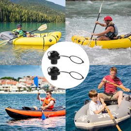 2Pcs Air Valve Inflatable Kayak Screw Air Valve Black Spiral Air Plugs Replacement Raft Canoe Airbed PVC Boat Gloves Drysuits Kayaking Water Sports Kayak Accessories