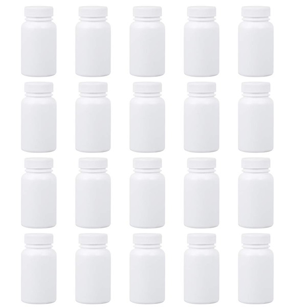 HEALLILY Capsule Bottle 100ml Plastic Pill Container Empty Pill Bottles with Caps Tablet Bottle Case for Chemical Container Powder Sample Storage 20pcs Blank Pill Bottle
