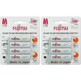 Fujitsu 8 Fujitsu AA Ready-to-use NiMH 1.2V 2000mAh Min. 1900mAh Pre-charged Batteries