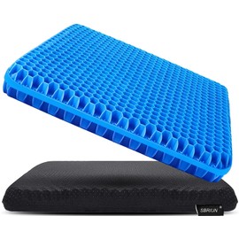 Gel Seat Cushion for Long Sitting, Double Thick, Pressure Relief