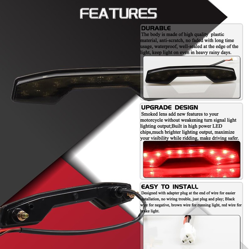 FACAILAHA ATV Smoked LED Tail Lights Assembly Brake Taillights Compatible