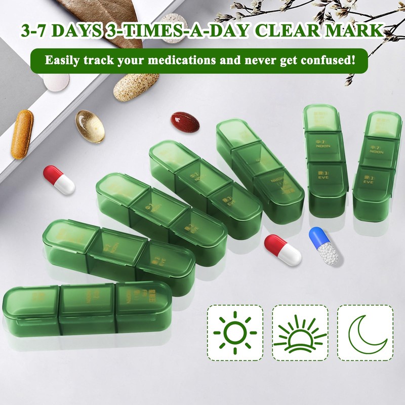 Travel Pill Organizer 3 Times a Day,Weekly Pill Case 7