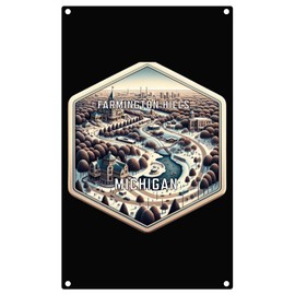 Farmington Hills Michigan Travel Destination Souvenir Metal Sign 9 x 15