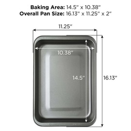 Ecolution Bakeins Lasagna and Roasting Pan – PFOA, BPA, and PTFE Free Non-Stick Coating – Heavy Duty Carbon Steel – Dishwasher Safe – Gray – 14.5” x 10.375” x 1.9375”