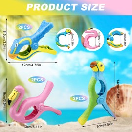 ADNEWX Pack of 6 Beach Towel Clips, Colourful Beach Towel Clips, Flamingo Parrot Fish Towel Clips for Beach Loungers, Bath Towel, Pool Railing, Washing Line