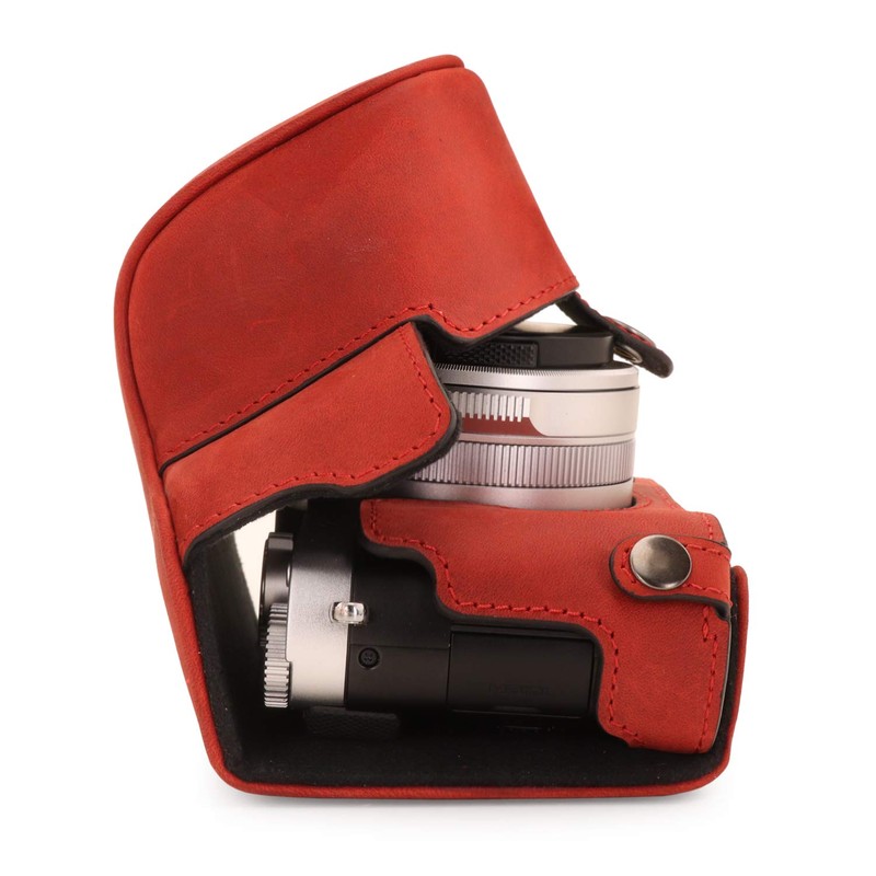 MegaGear MG1699 EVER READY RED REAL LEATHER CAMERA CASE COVER