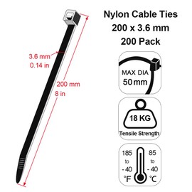 Pack of 200 Brown Cable Ties, Small, 200 x 3.6 mm, MgcTolBox Nylon Mini Cable Ties, Weatherproof Cable Ties, UV-Resistant, Cable Ties Brown Set for Cable Management, Gardening, Outdoor, Fences