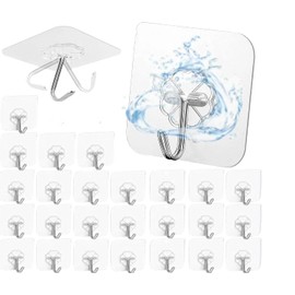RUISTLI 25 PCS Ganchos para Pared,Ganchos Adhesivos para Pared Transparentes,Clavos Adhesivos para Cosas,Gancho de Acero Inoxidable Impermeable,Colgar Toallas,Para Cocina Baño