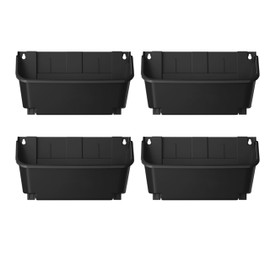 Maxona Black Color Vertical Garden Planter - 4 Pack, 13 inch Wall Mounted Planter for Patio Outdoor Decor, Home Plastic Pot Balcony Planter, Plant Vegetable Fruit Herb Hanging Pocket Holder Flowerpot