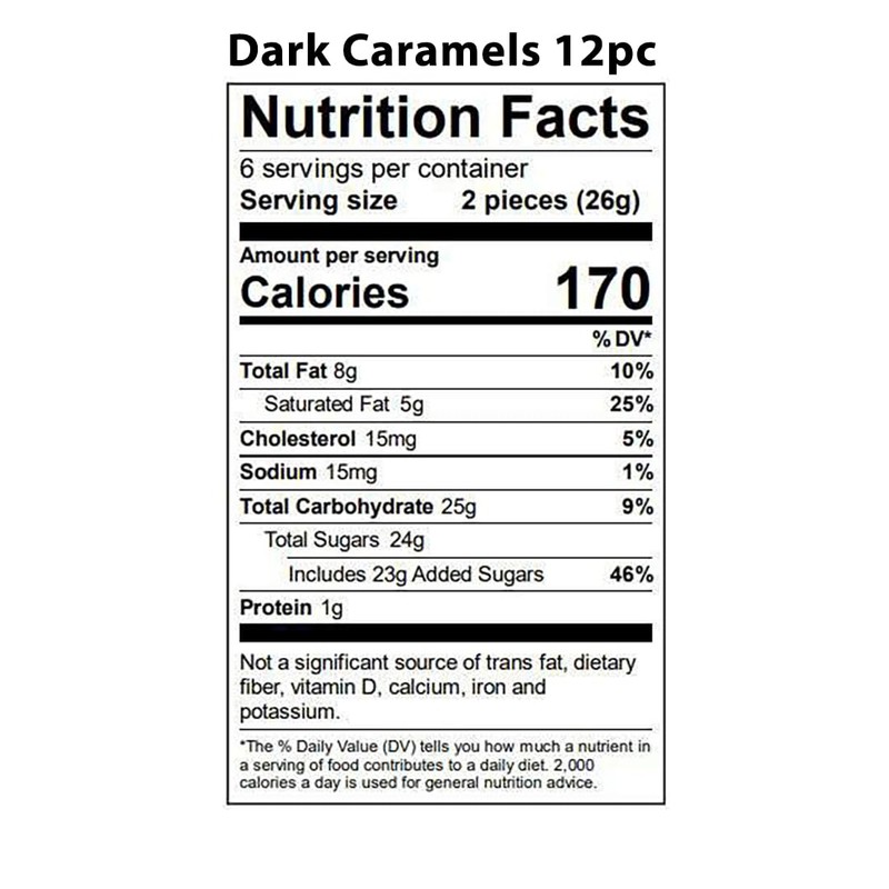 Vermont Nut Free Chocolates Boxed Chocolate Caramels (Dark Chocolate) 12-Piece,