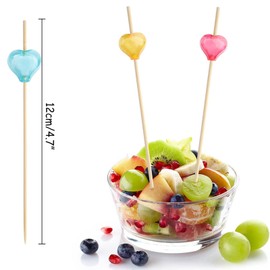 Bekeify Cocktail Stick Pack of 200 Wooden Cocktail Picks Mixed Colours 12 cm Natural Wood Skewers Cocktail Sticks Finger Food Skewers Toothpicks for Sandwiches Drinks Summer Luau Party Accessories
