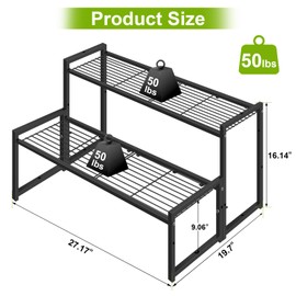 Meyoppm 2 Tier Metal Plant Stand Indoor Outdoor, Ladder Flower Pot Holder Plant Stands, Stackable Heavy Duty Tall Plant Shelf Flower Pot Holder for Garden, Display Rack