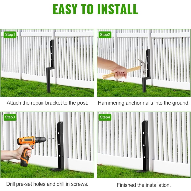 ATCWF 2-Pack 2" Fence Repair Kit - 34in Heavy Spikes