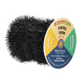 Mandala Crafts Black Tinsel Garland - Thin Metallic Foil Glitter Mini Garland for Christmas Tree, Party, Wedding Decor, and Holiday Decorations
