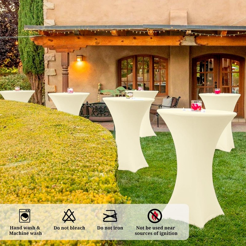 4 Pack Spandex Cocktail Table Covers 32"x43" Stretch Square Corners