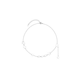 AIKS Women's Casual Chain Simple Choker Necklace, Silver, Star Choker, Star Necklace, Sparkling, Stainless Steel, Hypoallergenic, Fashion Accessory
