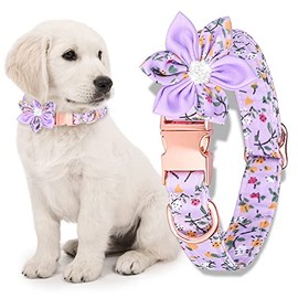 Kalevel Cat Collar, Soft Type, Multi Design, Cotton, Durable, Durable, Collar, Dog, Flower Pattern, Rhinestones, Glitter, Beautiful, Stylish, Name Engravable, For Birthdays, Photos, Holidays, Parties