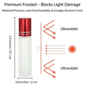 AUJOSHN 10ml Roller Balls for Essential Oils, 6Pcs Amber Glass Roller Bottles with Rollerball Applicator, Refillable Travel Empty Roller Bottles for Oils, Perfume, Castor Oil, Lip Gloss